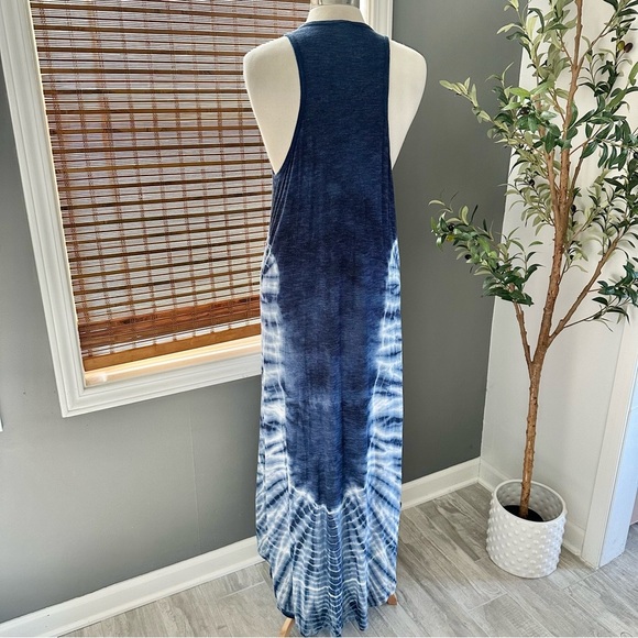 Free People Maxi Dress Blue White Tie Dye Long Maxi Dress Boho Beachy Size Small - Picture 4 of 7